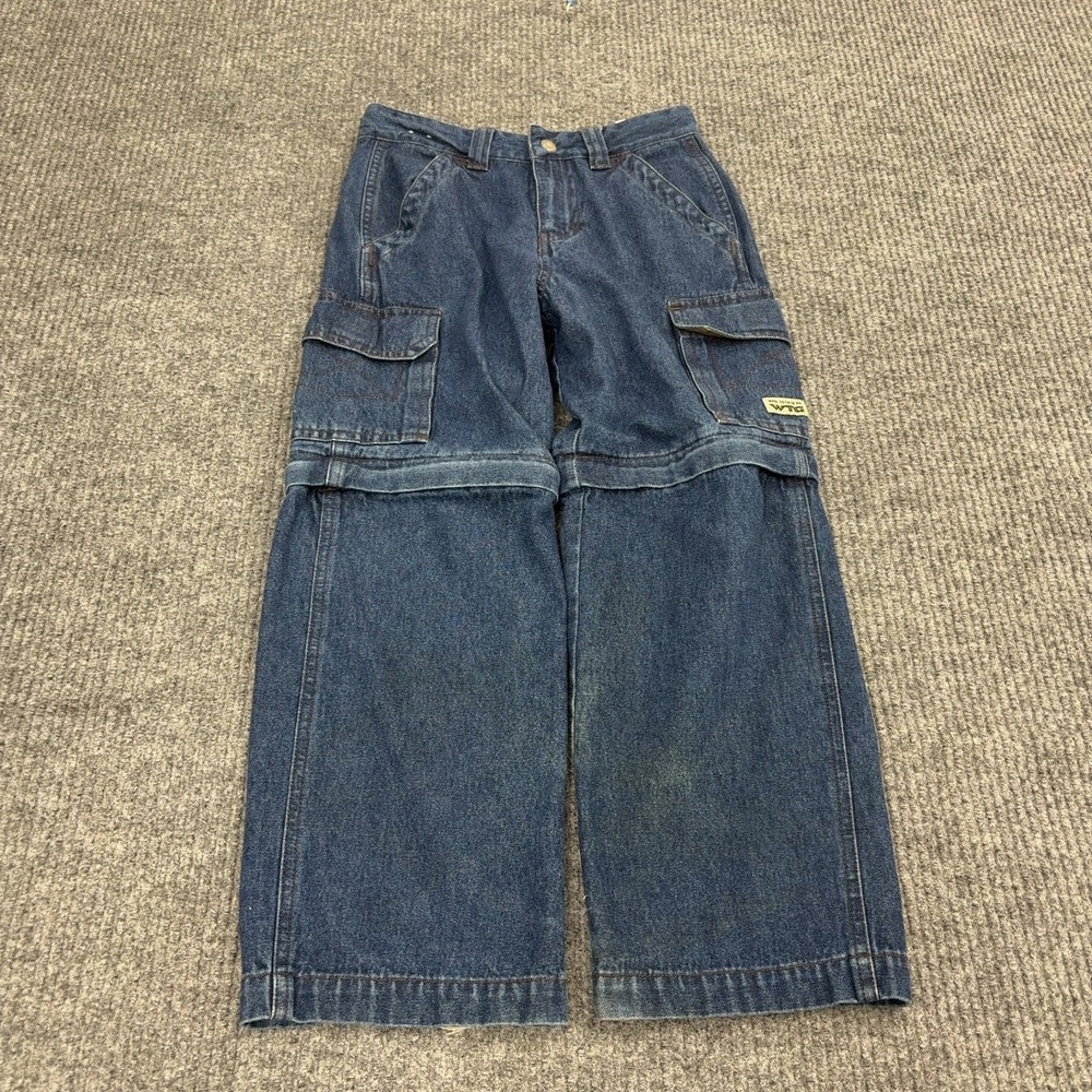 Vintage Wrangler WTG Tech Gear Jeans Boys 7 Blue Cotton Convertible Zip Off Y2K - Picture 1 of 9
